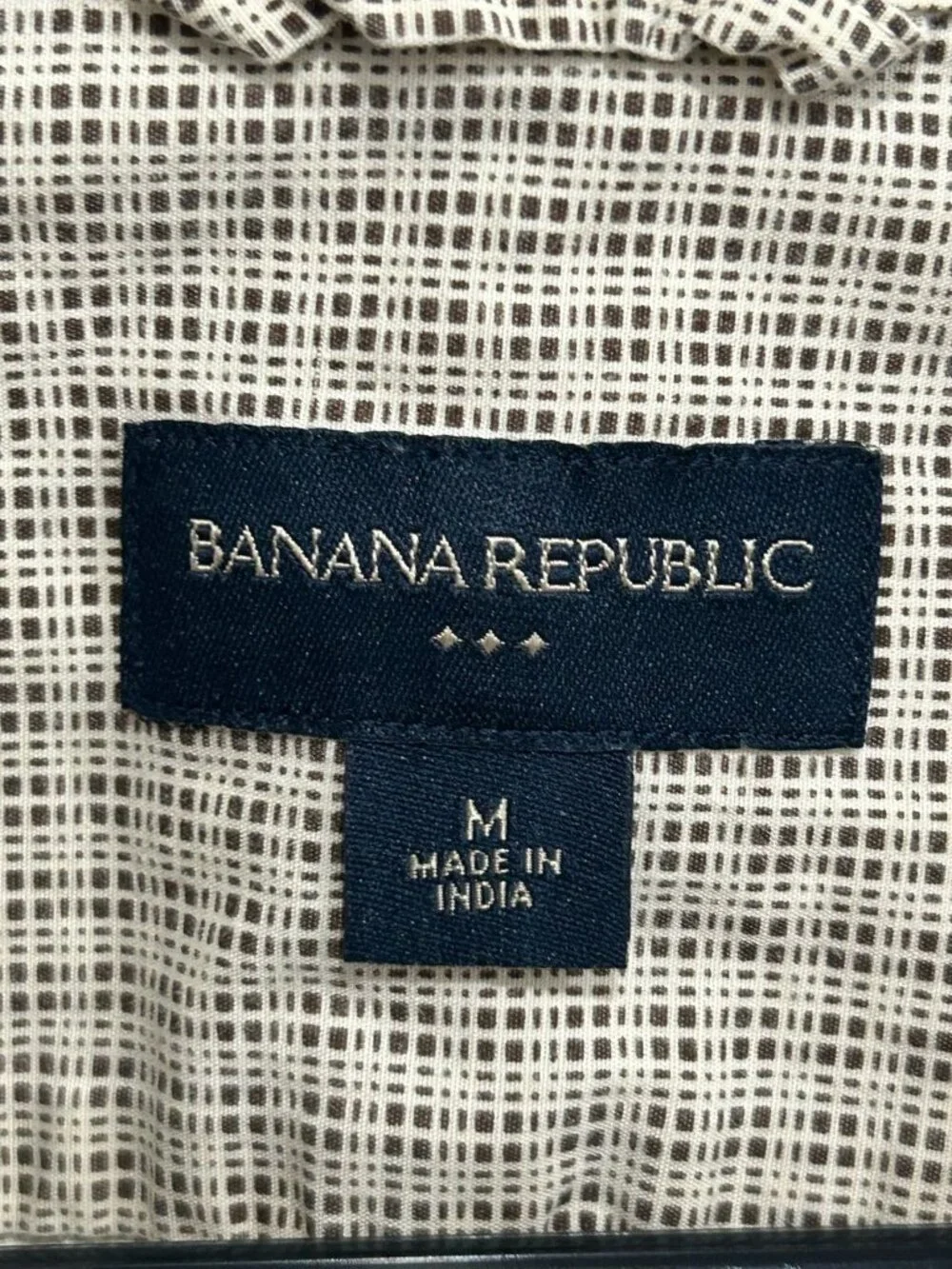 Banana Republic Medium Mens Beige Brown Plaid Button Up Shirt Vintage Academia